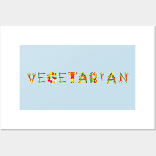 Vegetarian Food Typography Posters and Art